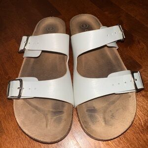 Two pair of youth girls size 2 sandals and one pair of youth girls size j3 crocs